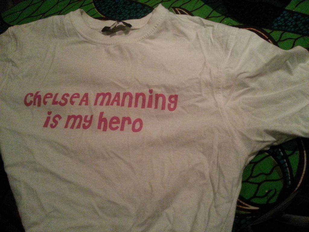 My favourite t shirt: "Chelsea Manning is my hero". Happy birthday 