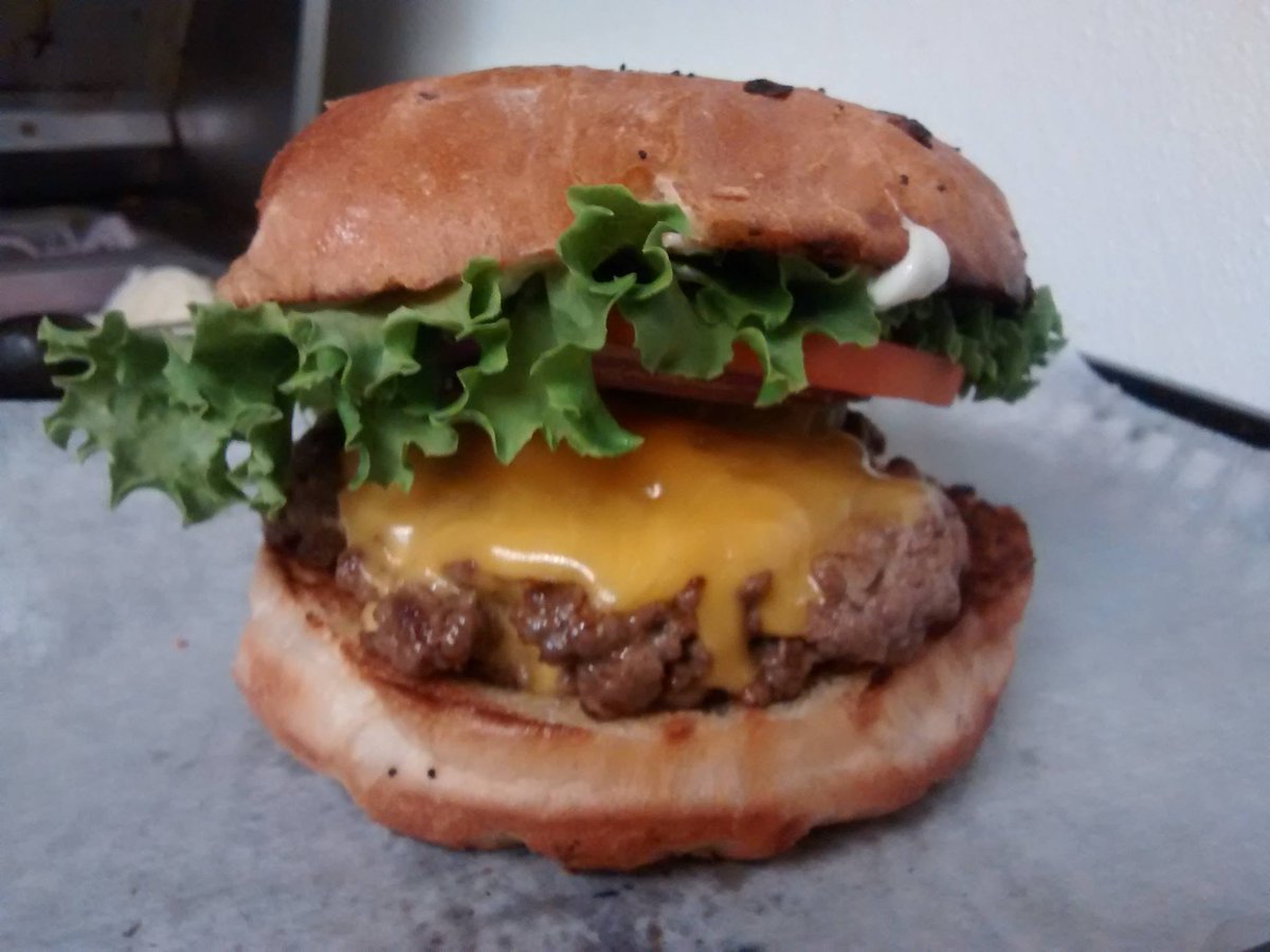 JaegerBurgerCo's tweet photo. Jaeger burger with cheese = your dinner :) http://t.co/BLQ3tdckna