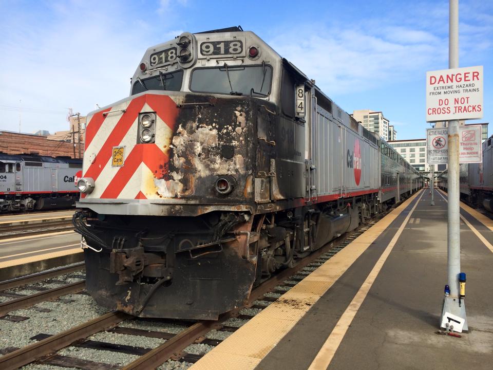 Caltrain's tweet photo. So remember the car collision Tuesday night? Yeah, so...... #Caltrain http://t.co/PMvFl5TRVT