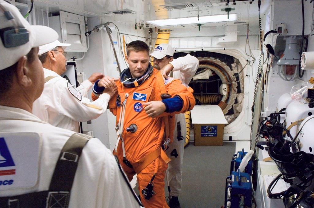 #TBT October 2007 - In the 'White Room' of launchpad 39A, preparing to board the Space Shuttle #Discovery. #STS120