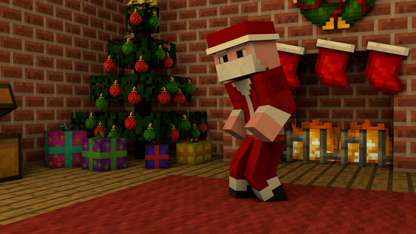 MinecraftBlog's tweet image. Season's Greetings! It's #Christmas in #Minecraft! Clear your chimney because #Santa is coming!