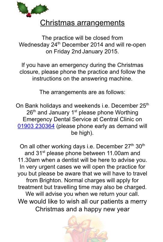 BallTreeDental's tweet photo. Good morning folks! Check this poster out for our Christmas opening hours http://t.co/0mToAevc1D http://t.co/mlXAZ1VDEe