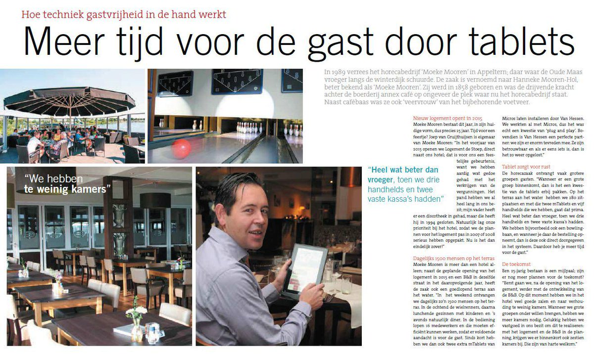 Meer tijd voor de gast door tablets. Joep van Gruijthuijsen eigenaar van 
<a href="/MoekeMooren/">Moeke Mooren</a>  te Appeltern, vertelt
