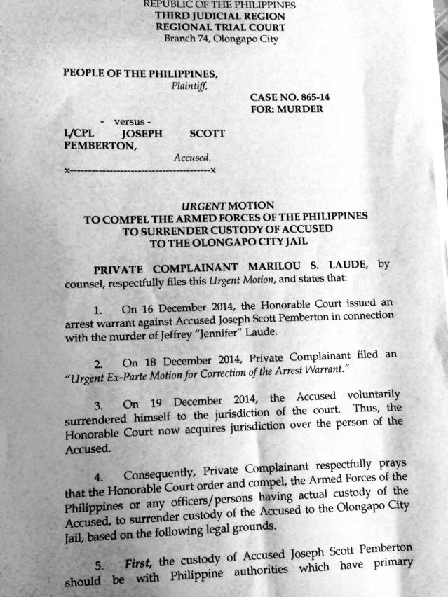 Laude family files urgent motion to transfer the custody of US Marine L ...
