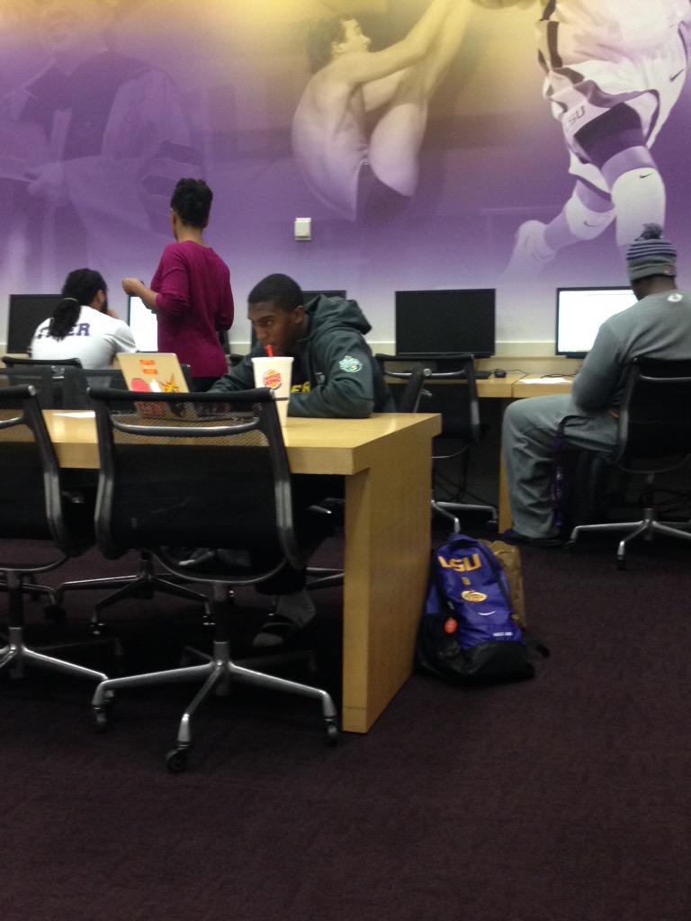 <a href="/LSUfball/">Follow @LSUfootball</a> at it again. @dkempLSU running study hall during wintersession. No sleep for the weary. #entertolearn