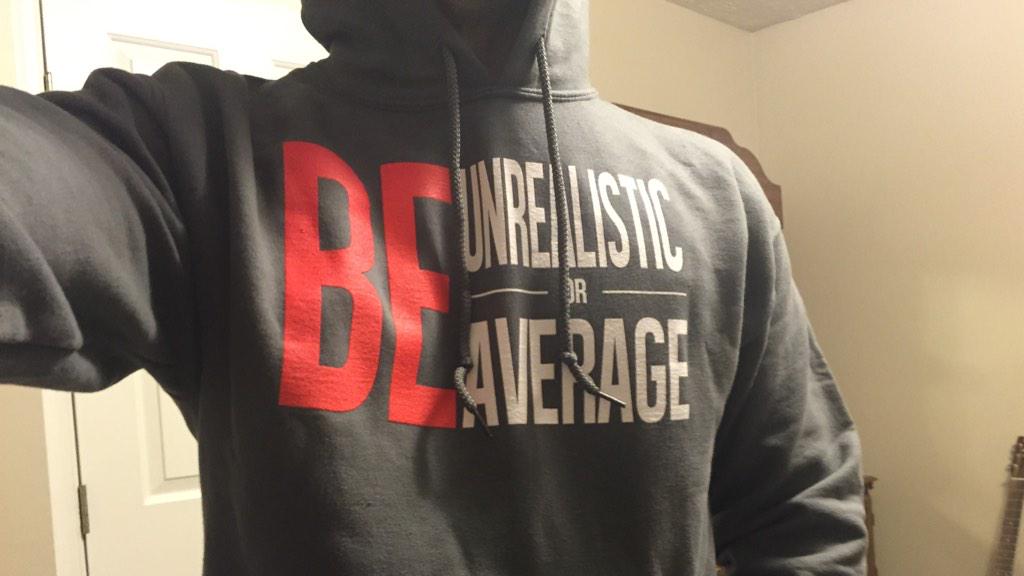 ShaneSully's tweet image. Shout out to my dude @samflamont and @masapparel on the new hood. Be unrealistic or be average.
