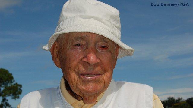 SportsCenter's tweet photo. This is Gus Andreone. Gus made his EIGHTH career hole-in-one today. Gus is 103 (!!) years old. http://t.co/6EJSIKh4mV