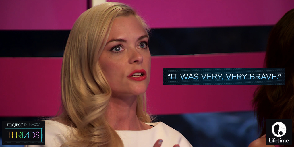 ProjectRunway's tweet image. “It’s very hard to be brave right now.” - @Jaime_King #PRThreads