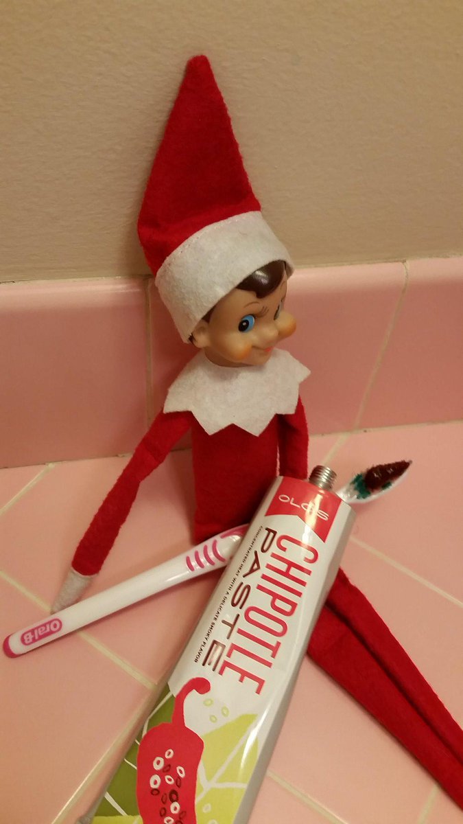 That's not toothpaste Elfie! #elfonashelf #pinkbathroom #olofoods #elfie #chipotlepaste