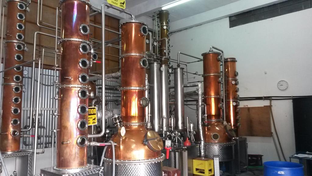 DeanOxenham's tweet photo. Distilling our pure cane juice rum @ the moment. Pots & columns looking Fit & spirit tasting promising. #MAURITIUSRUM http://t.co/xAEo6tYEjH