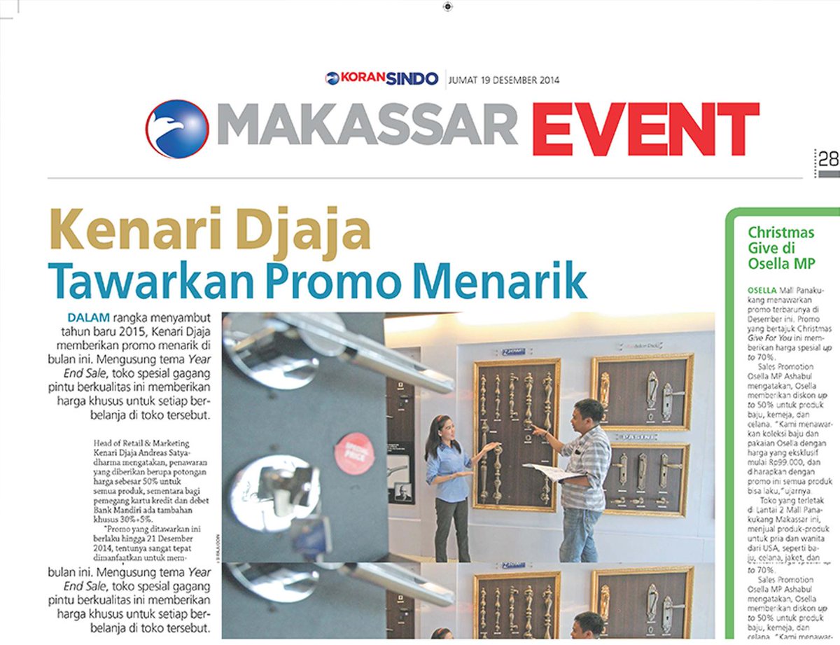 Thank you Koran Sindo Makassar for featuring us in today's issue. <a href="/MNCkoranSINDO/">Koran Sindo</a> #kunci #handle #makassar #sindo
