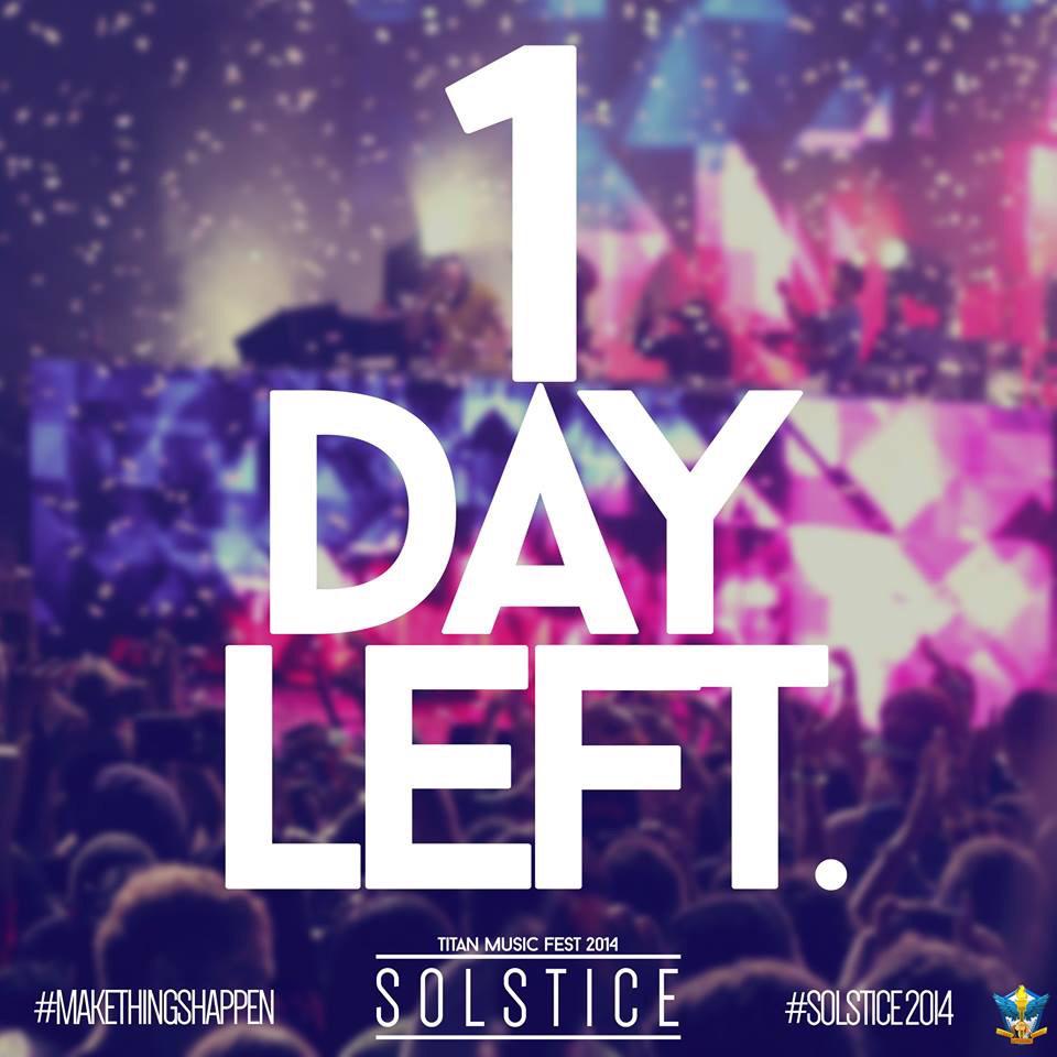 Solstice2014_'s tweet photo. The long wait is over! Done with the exams, petas and tratas around! Get ready to party 🎉 • 12.20.14 • #SOLSTICE2014 http://t.co/V8DBVGKi1s
