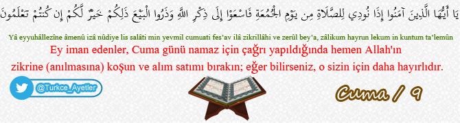 Turkce_Ayetler's tweet photo. Ey inananlar!Cuma günü namaz için çağrıldığınız zaman,Allah'ı anmaya koşun,alışverişi bırakın... ( Hayırlı Cumalar ) http://t.co/zw44m4rmNw