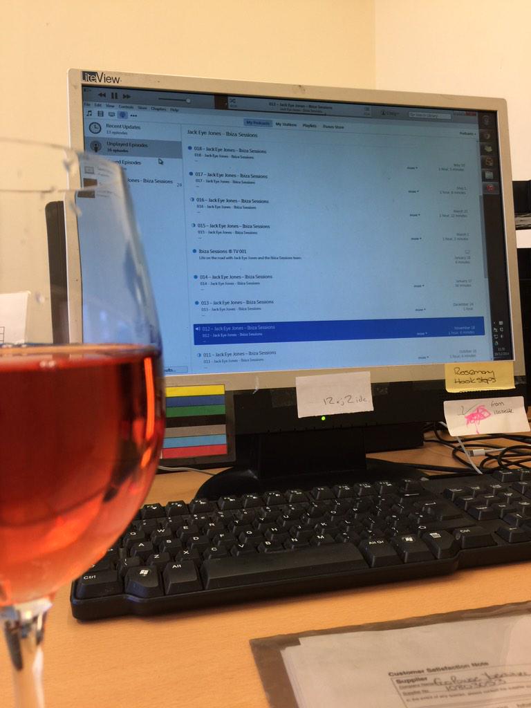 Midday wine in the office with Ibiza Sessions,cheers <a href="/jackeyejones/">Jack Eye Jones</a> turn up lettin t'office know who the F**k I am