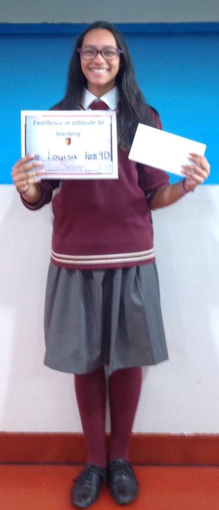 Excellence in attitude, in all subjects. Congratulations Louisa Year 9. Have a fabulous holiday.