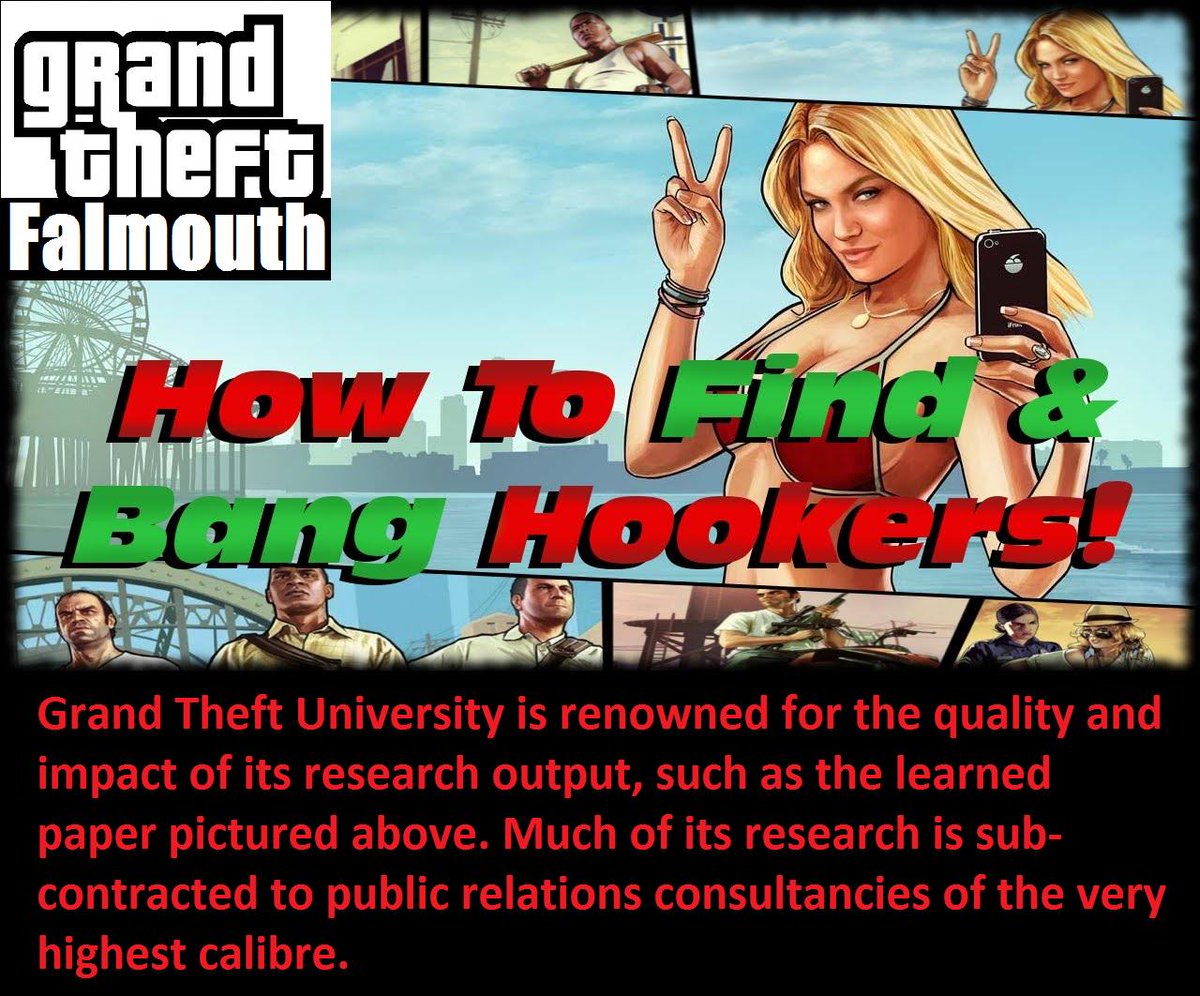 More scenes from a 'world class' university as it might be imagined by <a href="/FalmouthUni/">Falmouth University</a>'s 'CEO', a Grand Theft Auto fan