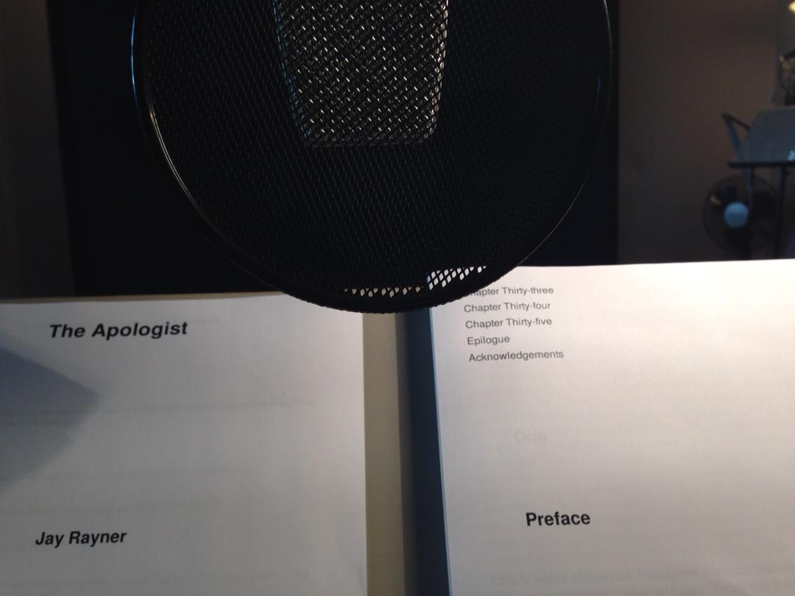 jayrayner1's tweet photo. Starting today: recording the audio book of #theapologist Last job of the year. 100,000 words till Christmas... http://t.co/zL5E858Xxa