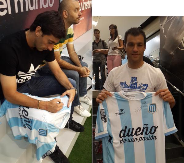 ¡Última oportunidad para ganarte la camiseta de #RacingCampeon firmada por Saja y Milito! Seguinos + RT. Sortea hoy.