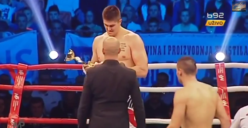 talkhoops's tweet image. Darko seriously got a trophy for coming in second in an MMA fight.