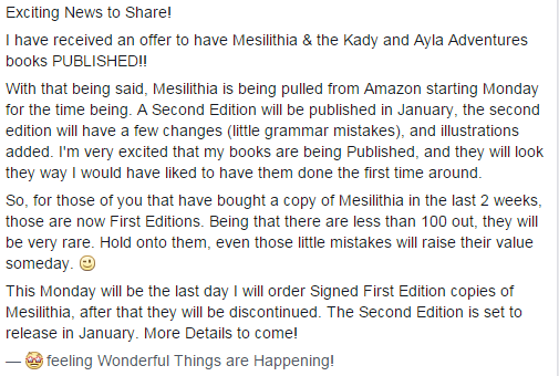 KDDelgado123's tweet photo. #ANNOUNCEMENT! Guess who is getting #Published! Very Very Excited! #book @Mesilithia 7 @KadyandAylaBook! http://t.co/04QA3BT8Yo