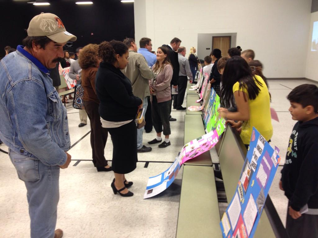 JohnLeCavalier's tweet photo. #ExpeditionaryLearning Copper Point 6th grade students share  garden project with parents at Celebration of Learning http://t.co/cwJKG7lI1w