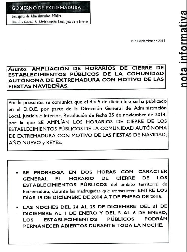 AYTODEZAHINOS's tweet photo. Ampliación  del horario de cierre de los establecimientos en Navidad. http://t.co/KXHqNQe2Na