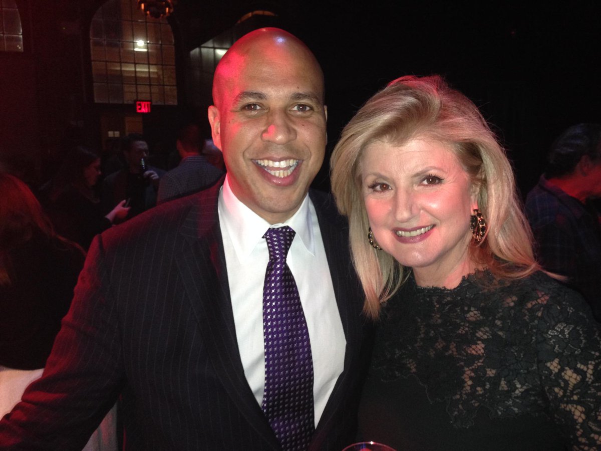 ariannahuff's tweet image. W/ @CoryBooker, who was waxing lyrical about how great it is to be vegan, last night at the #ColbertReport Wrap Party