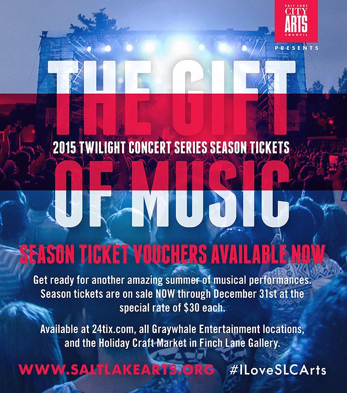 SLCTwilight's tweet photo. 2015 Season Tickets available at a holiday discounted price! @24tix and @GraywhaleSLC
Give the gift of LIVE MUSIC! http://t.co/FaigIljGO8