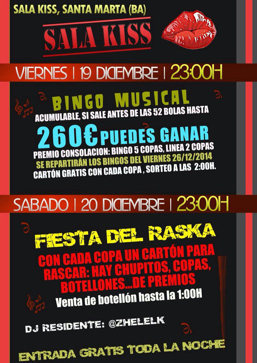 Sala_Kiss's tweet photo. Aqui teneis el Cartel de este finde! http://t.co/EBk17wW7ua