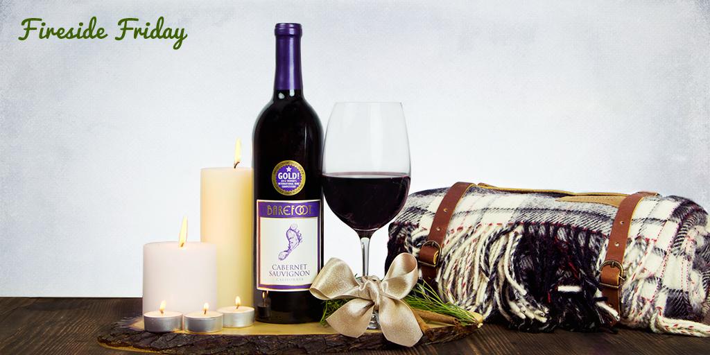BarefootWine's tweet photo. Today's Fireside Friday. Pour yourself a glass of Cabernet and get a little cozy! #7DaysOfWinemas http://t.co/M2ZBTYS1ql
