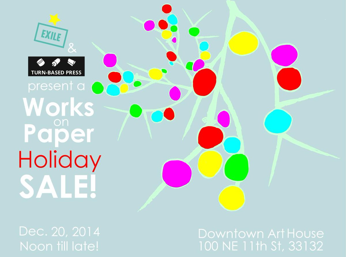turnbasedpress's tweet photo. TOMORROW! We're having our Works on PAPER Holiday SALE! Support artists!! http://t.co/WI7rCrqtdQ