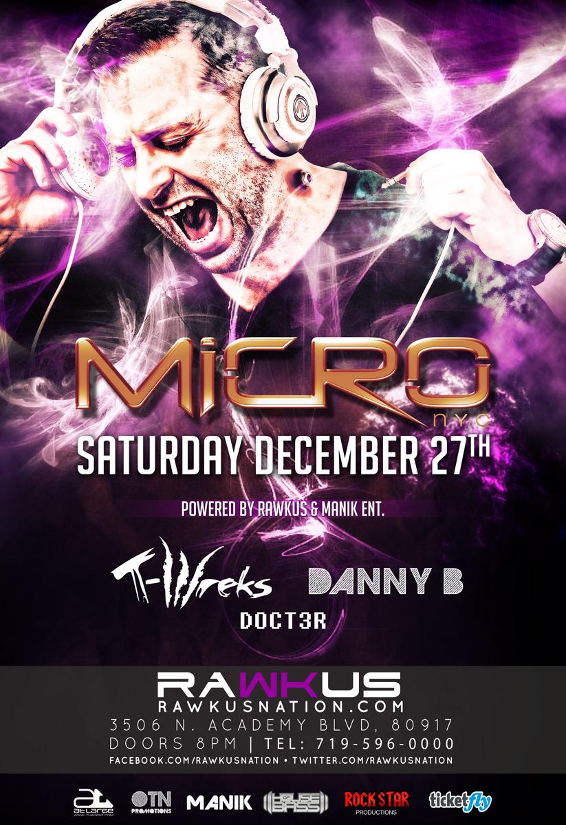 djmicrony's tweet photo. #ColoradoSprings see u @rawkusnation #ClubRawkus Dec 27! #GetReady #Rawkus @AtLargeDJs @TheSveed @EpicEMG #MicroNYC http://t.co/ZE1b4DVpvJ