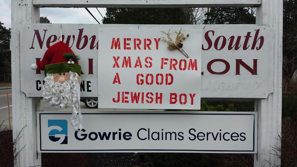 Jerry Brown's protest to the "holiday controversy" Newbury St. South Marshfield MA