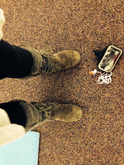 RedsTriTeam's tweet photo. Forgetting ones gym shoes when going to the gym means wearing fuzzy boots in the weight room #nerdpie #noexcuses http://t.co/N6iYtSxNaq