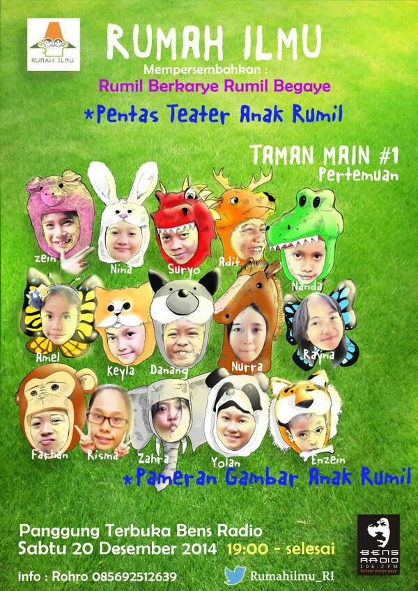 Yuk dateng yuk. Bermain dan belajar di Pentas Rumah Ilmu "Taman Main" di Panggung BenzRadio jam 19.00.

Gratis.. :D