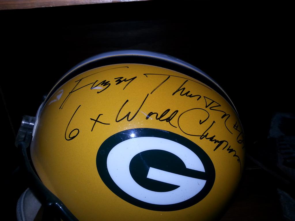 jongleason18's tweet photo. @packers unfortunately my Fuzzy Thurston/Jerry Kramer helmet became a little more special last week. #RIPFuzzy http://t.co/tQxgxQLfQo