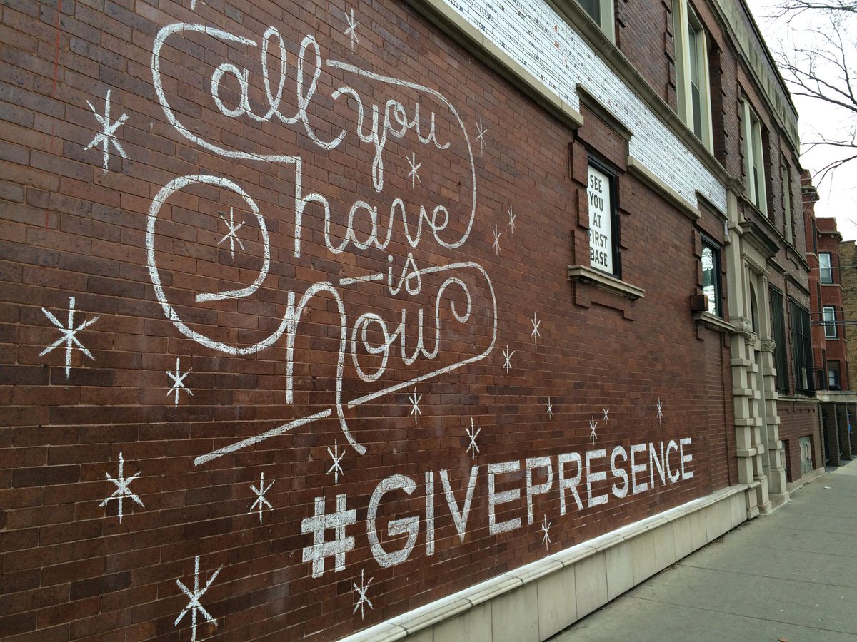 lululemon's tweet photo. The writing's on the wall. Spotted on the streets of Chicago #givepresence http://t.co/r0LieB3HPP