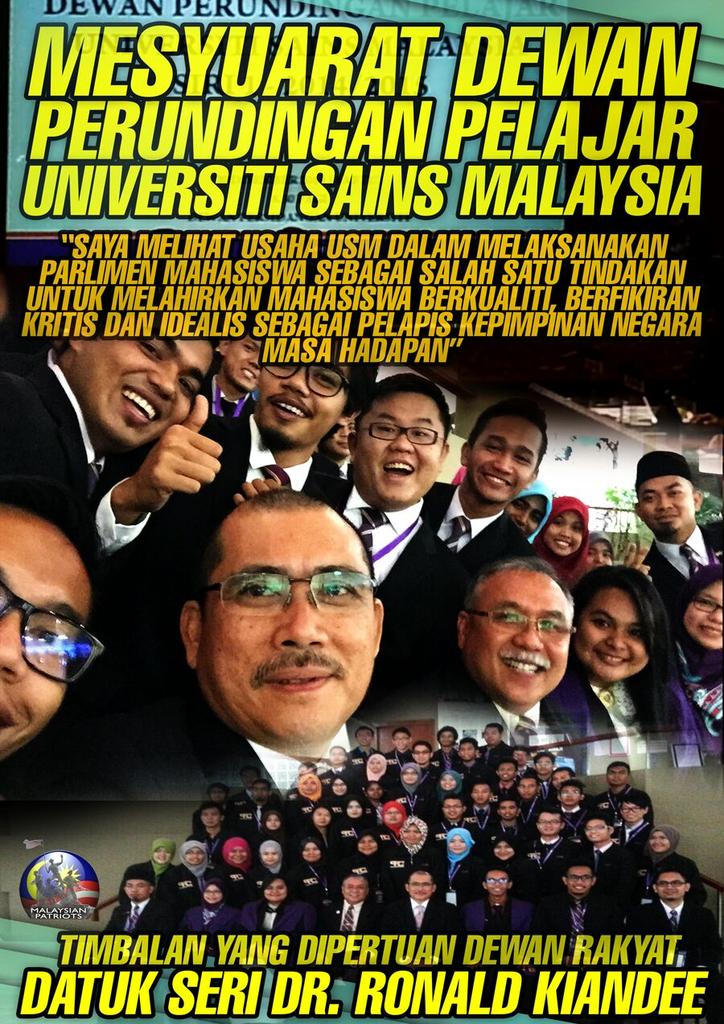 Usaha USM dlm melaksanakan Parlimen Mahasiswa dpt melahirkan mahasiswa berkualiti. | <a href="/rkiandee/">Dr Ronald Kiandee</a>