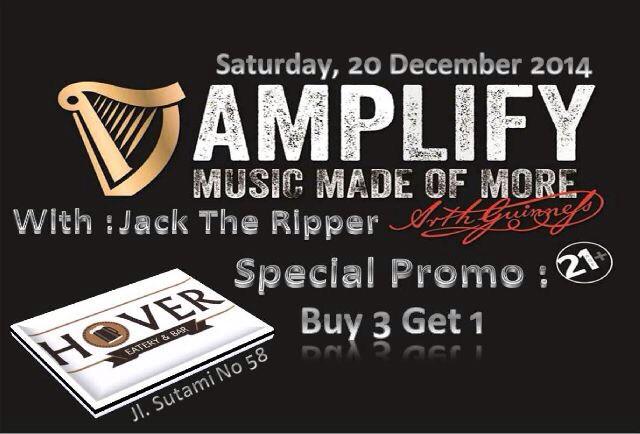 tonight
Guinness Amplify Unplugged
with: Jack The Ripper <a href="/HOVER_eaterybar/">HOVER eatery&bar</a> 
special promo: Buy 3 Get 1
cc @GuinnessID