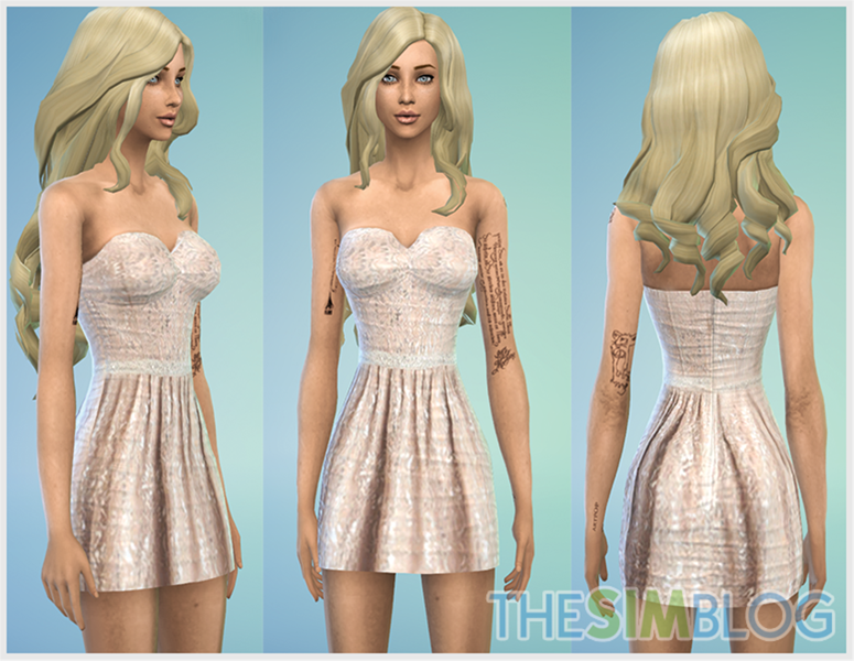 TheSimBlog's tweet image. New CC Strapless Dress for females! - download at thesimblog.info/pleated-strapl…