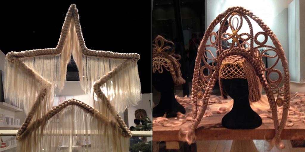 ParisOneForty's tweet image. Harvested hair is reimagined as many things—a shooting star, a majestic crown, a baby's crib—not just for Victorians.