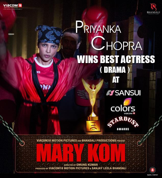 .<a href="/priyankachopra/">PRIYANKA</a> grabs the award for the Best Actress (Drama) at #StardustAwards2014 for her performance in #MaryKom.