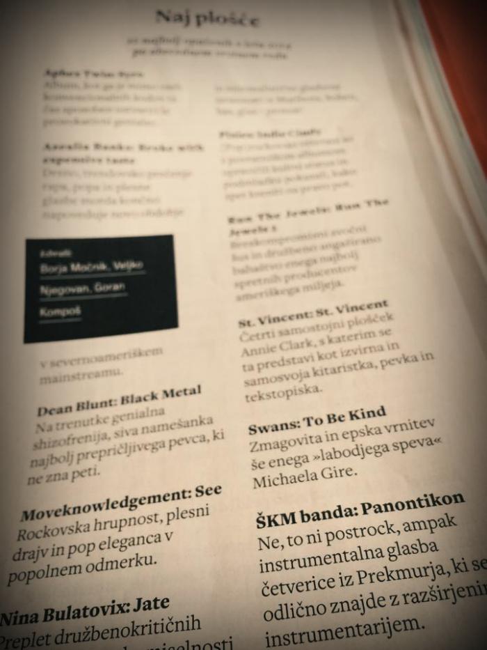 <a href="/SpletnaMladina/">Mladina</a> je izbrala 10 naj plošč leta 2014. Med njimi 3 domače, 2 naši! Bravo Nina Bulatovix in <a href="/skm_banda/">SKM banda</a> !!!