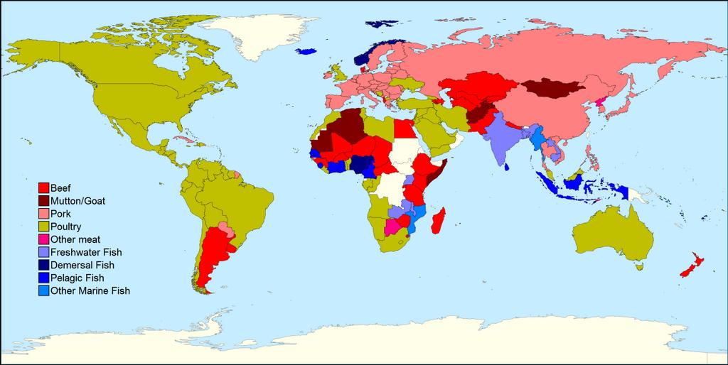 TheFoodSauceUK's tweet image. RT @Amazing_Maps: Most consumed meat/fish around the world  &amp;gt; Interesting!