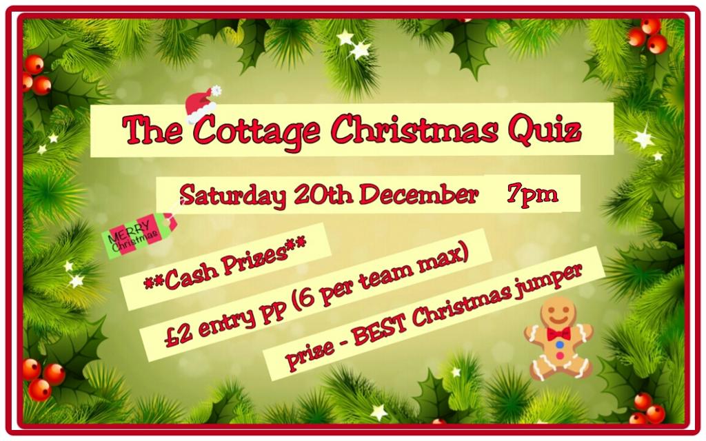 TheCottagePH's tweet photo. Get into the festive mood tonight at our Christmas Quiz 7pm! Cash prizes!! Prize for best Christmas jumper!!! £2pp.. http://t.co/DTARAr94kw