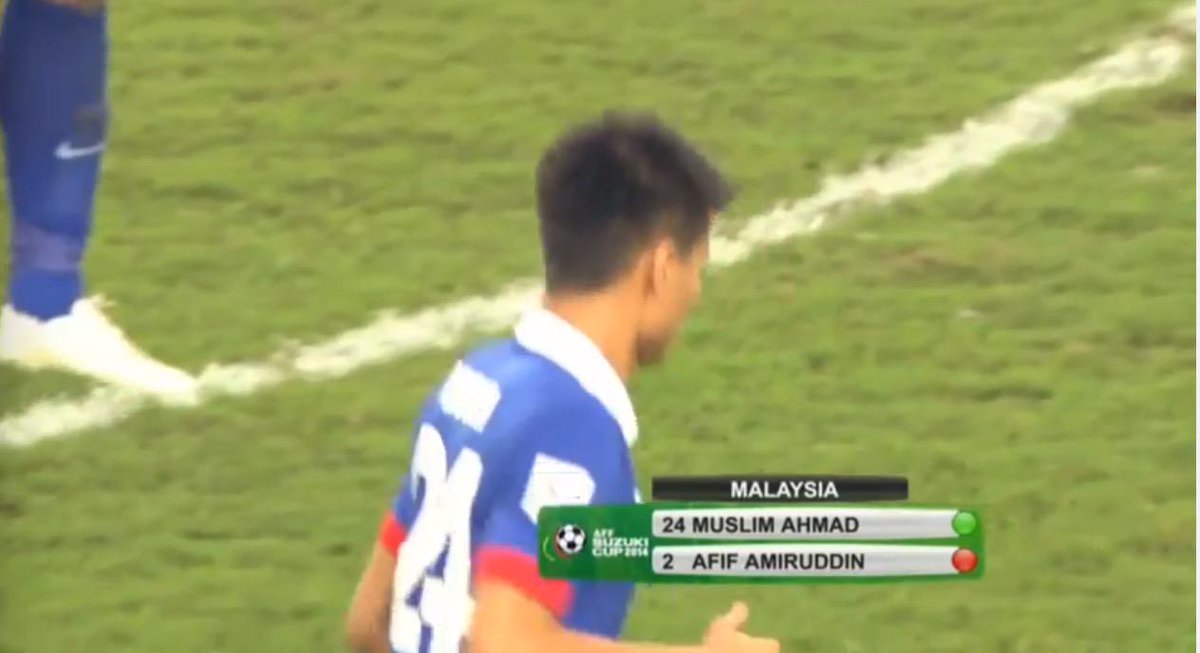 69' SUB for Malaysia: Muslim Ahmad ON, Afif Amiruddin OFF #AFFSuzukiCup http://t.co/uCmsHFh7uQ
