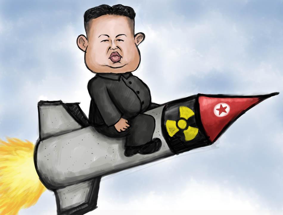 “North Korea - Kim Jong Un riding the nuclear missile. 