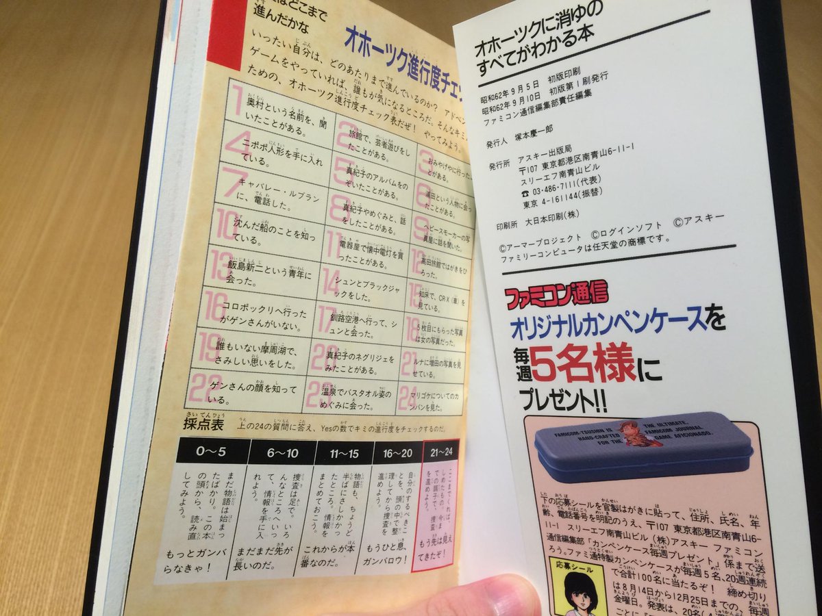 攻略本】アスキー出版局『オホーツクに消ゆ のすべてがわかる本』1987 