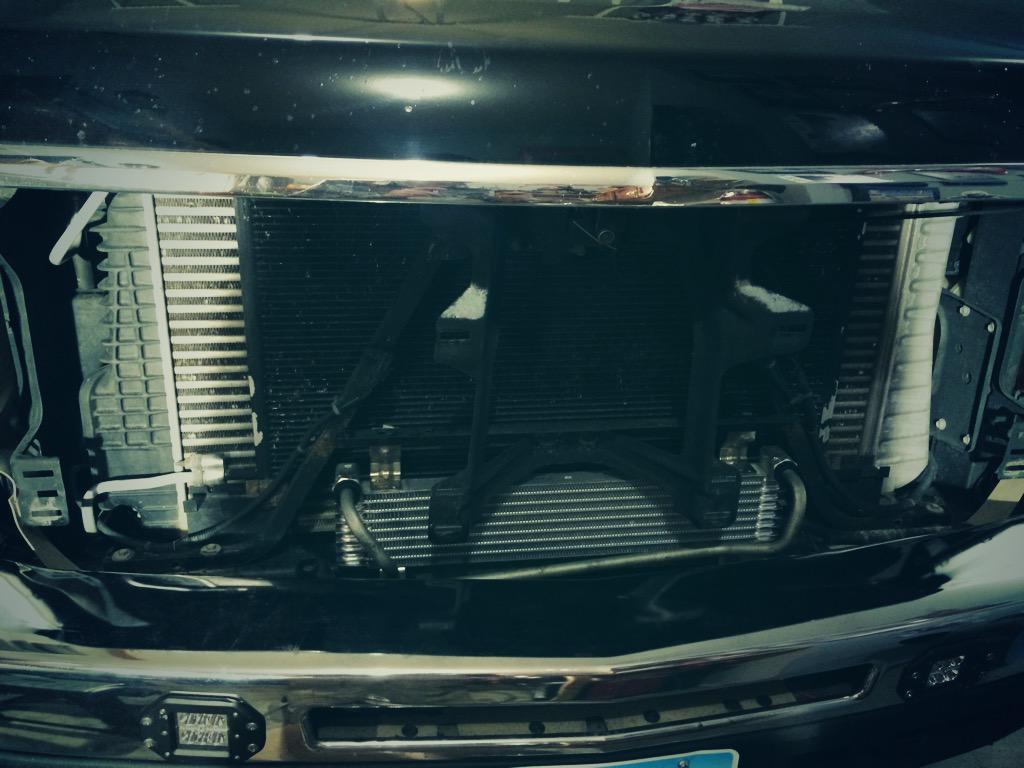 CompoundDiesel's tweet photo. New tranny lines and trans cooler finally complete on the Dmax http://t.co/hZkYi78RB8