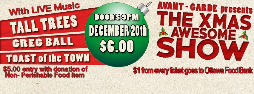 Tonight <a href="/AvantGardeBar/">Avant-Garde Bar</a>: allNew Live brings you... <a href="/GregBall75/">Greg Ball</a>, @trevordubois95 &amp; @kyleivanich, + <a href="/TallTrees_Music/">Tall Trees</a>!!!